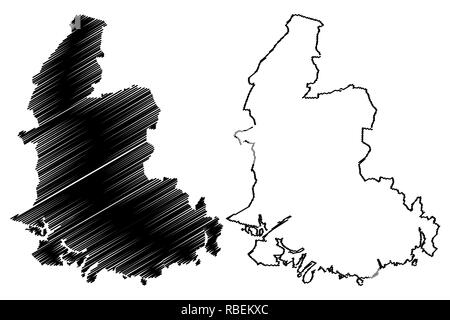 Vest-Agder (administrative divisions von Norwegen, Königreich Norwegen) Karte Vektor-illustration, kritzeln Skizze Nord-norwegen Karte Stock Vektor