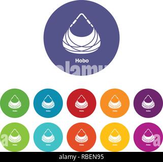 Hobo Tasche Icons Set Vector Farbe Stock Vektor