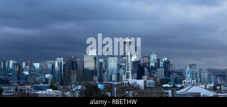 Seattle Skyline bei stürmischem Wetter Stockfoto