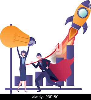 Business Paar mit Leiste avatar Charakter Stock Vektor