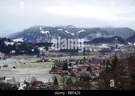 Oberstdorf, Allgäu im Winter kalt und Schnee Stockfoto