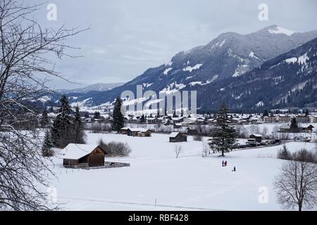 Oberstdorf, Allgäu im Winter kalt und Schnee Stockfoto