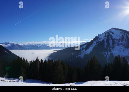 Oberstdorf, Allgäu im Winter kalt und Schnee Stockfoto