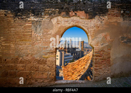 Alhambra arch und die Kathedrale von Granada Foto Illustration Stockfoto