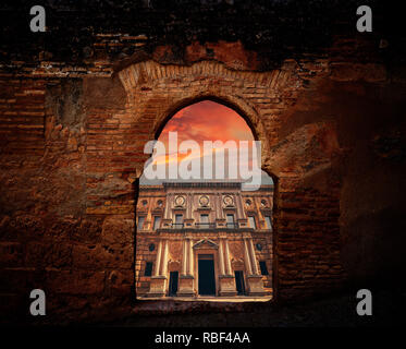 Alhambra arch Carlos V Fassade von Granada Foto Illustration Stockfoto