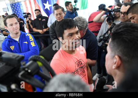 Los Angeles, Ca, USA. 9 Jan, 2019. Manny Pacquiao am Manny Pacquiao und Adrien Broner Los Angeles Medien Tag im Wild Card Boxing Club in Los Angeles, Kalifornien am 9. Januar 2019. Credit: Damairs Carter/Medien Punch/Alamy leben Nachrichten Stockfoto