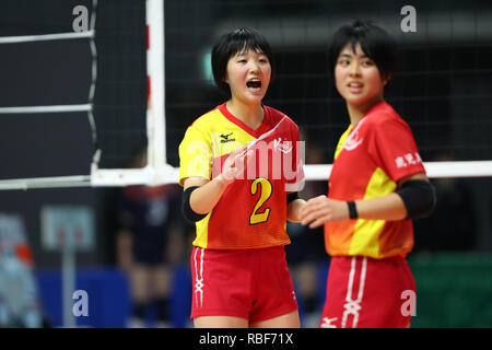 Musashino Wald Sport Plaza, Tokio, Japan. 6. Januar, 2019. Chiko Furuichi (, 6. JANUAR 2019 - Volleyball: Die 71 All Japan's High School Volleyball Meisterschaft zwischen Seiei 0-2 Kagoshima Minami an der Musashino Wald Sport Plaza, Tokio, Japan. Credit: YUTAKA/LBA SPORT/Alamy leben Nachrichten Stockfoto