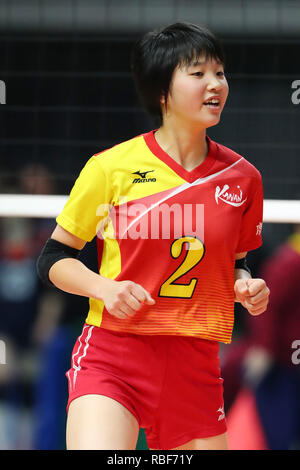 Musashino Wald Sport Plaza, Tokio, Japan. 6. Januar, 2019. Chiko Furuichi (, 6. JANUAR 2019 - Volleyball: Die 71 All Japan's High School Volleyball Meisterschaft zwischen Seiei 0-2 Kagoshima Minami an der Musashino Wald Sport Plaza, Tokio, Japan. Credit: YUTAKA/LBA SPORT/Alamy leben Nachrichten Stockfoto