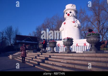 Harbin, Harbin, China. 10 Jan, 2019. Harbin, China - schneemänner von Studierenden aus Hochschulen können an Dalin Park in Harbin, Provinz Heilongjiang gesehen werden. Credit: SIPA Asien/ZUMA Draht/Alamy leben Nachrichten Stockfoto