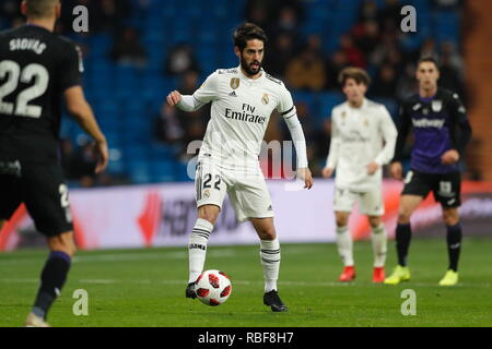 Madrid, Spanien. 9 Jan, 2019. Isco (Real) Fußball: Spanisch "Copa del Rey" Runde 16 1 bein Spiel zwischen Real Madrid CF 3-0 CD Leganes im Santiago Bernabeu in Madrid, Spanien. Credit: mutsu Kawamori/LBA/Alamy leben Nachrichten Stockfoto