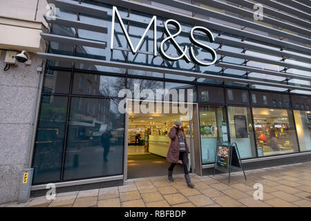 Norwich, UK. 10. Januar, 2019. Marks und Spencer store in Norwich heute nach Berichterstattung Xmas Verkaufszahlen Credit: Jason Bye/Alamy leben Nachrichten Stockfoto