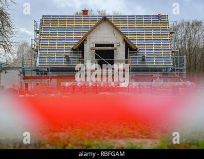 10 Januar 2019, Brandenburg, Frankfurt (Oder): Die Schale von einem Haus. Foto: Patrick Pleul/dpa-Zentralbild/ZB Stockfoto