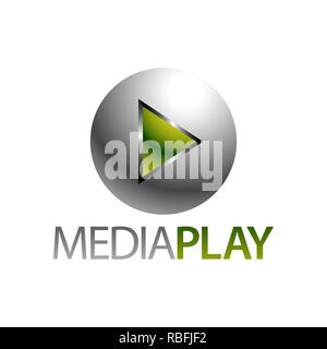 Glänzende Kugel grüne Media play Symbol logo Konzept Design vorlage Idee Stock Vektor