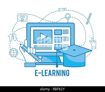 Computer online Studie mit skalenhaube Stock Vektor