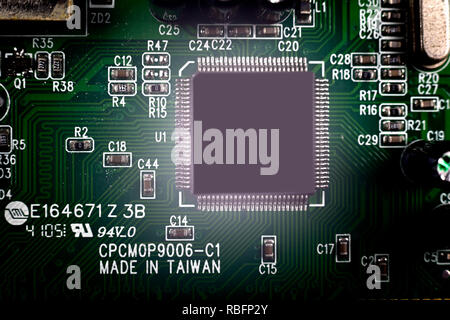 In der Nähe des elektronischen Chip im Computer Platine. Stockfoto
