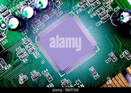 In der Nähe des elektronischen Chip im Computer Platine. Stockfoto