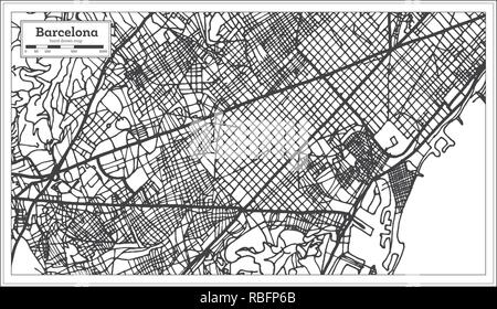 Barcelona Spanien Stadtplan im Retro-stil. Übersichtskarte. Vector Illustration. Stock Vektor