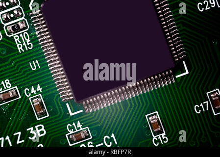 In der Nähe des elektronischen Chip im Computer Platine. Stockfoto