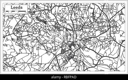 Leeds England Stadtplan im Retro-stil. Übersichtskarte. Vector Illustration. Stock Vektor