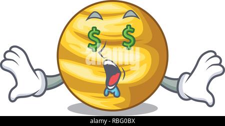 Geld Auge Planeten Venus mit Maskottchen isoliert Stock Vektor