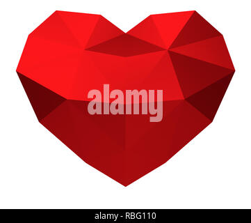 3D-Rendering. Red polygonale Herz isoliert Stockfoto