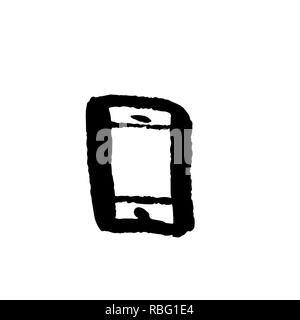 Smartphone grunge Symbol. Vektor handdrawn Telefon Abbildung. Stock Vektor
