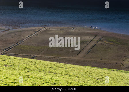 Website von Derwent Dorf an Ladybower Reservoir, Nationalpark Peak District, Derbyshire, England. Stockfoto