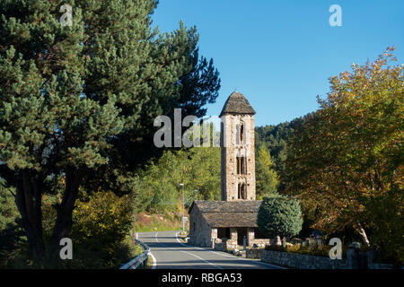 Sant Miquel d'Engolasters Kirche. 12. Jahrhundert Escaldes-Engordany Andorra Stockfoto