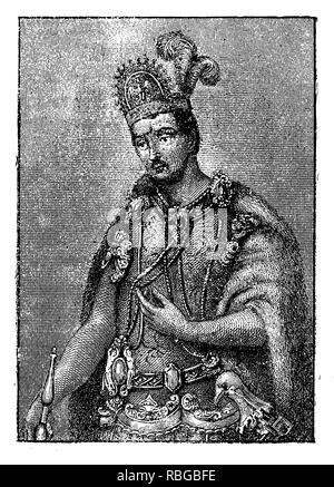 Portrait von Moctezuma II (1466 - 1520) Herrscher des Aztekenreiches in Mexiko, die während der spanischen Eroberung von Hernán Cortés getötet Stockfoto