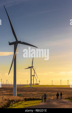 Windpark Whitelee, die von Scottish Power erneuerbare besessen, ein Teil des spanischen Unternehmens Iberdrola, ist der größte Onshore-Windpark in Großbritannien Stockfoto