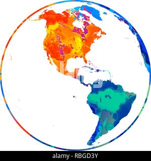 Abstrakte Planet Erde von Splash von Aquarellen. Weltweit Karte Weltweit Stock Vektor