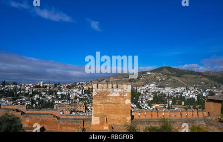 Blick vom Albaicin Alhambra in Granada Spanien auch Sacromonte Stockfoto