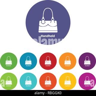 Handheld Tasche Icons Set Vector Farbe Stock Vektor