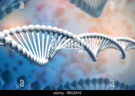 3D-Darstellung der DNA-Molekül. Das gangrad Molekül eine Nukleotid in der Umwelt des Organismus. Das Konzept der Entdeckung genetisch Stockfoto