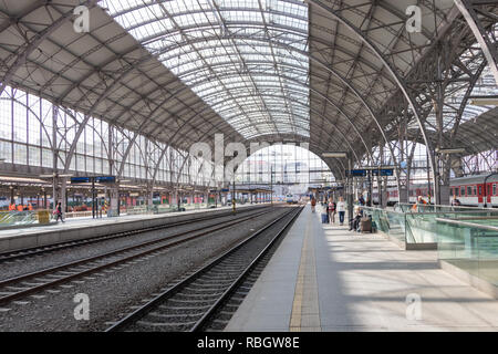 Prag, Tschechische Republik - 26. August 2018: Prag Hauptbahnhof, Tschechische Republik Stockfoto