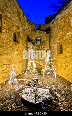Weihnachtsbäume an der Burg Hohenzollern in Deutschland Stockfoto