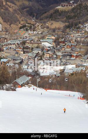 Valloire Skigebiet in der Region Rhône-Alpes in Frankreich. Stockfoto