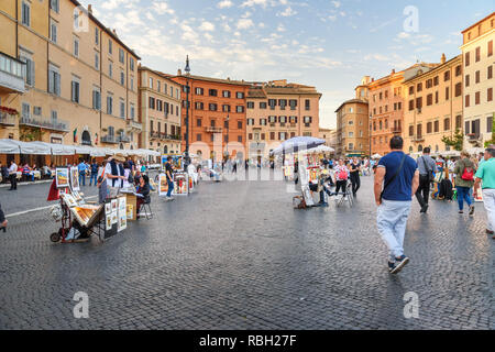 Rome, Italien - 04 Oktober, 2018: Die Kunst Maler auf der Piazza Navona in Rom Stockfoto