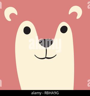 Rosa Bär Cartoon Tier Portrait mit lächelnden Gesicht wilden Wald Tier Kopf Karte mit copy Space Vector Illustration Cute Stock Vektor