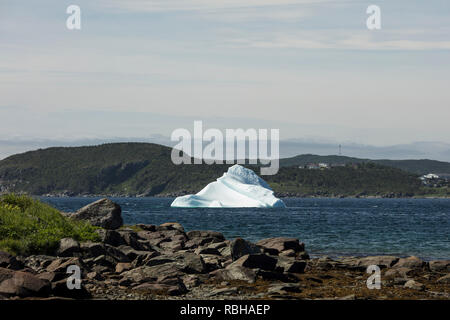 St. Anthony, Neufundland, Kanada - Juli 24, 2018: Ein Eisberg in St. Anthony Bight an der Labradorsee im nördlichen Bereich von Neufundland. Stockfoto