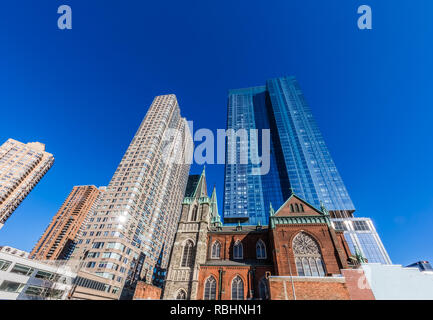 Manhattan Midtown Gebäuden Türme Architektur Details Eine der wichtigsten Sehenswürdigkeiten in New York City, USA Stockfoto