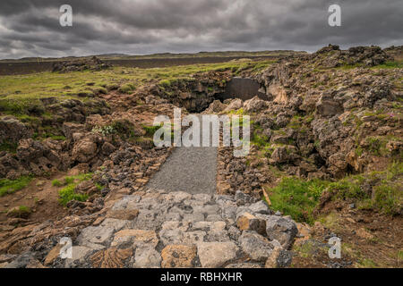 Lava-höhle Höhle, Island Stockfoto