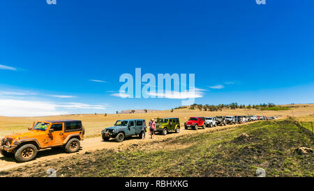 Harrismith, Südafrika - 02 Oktober 2015: 4x4 Mountainbike Pfad Fahrertraining im Camp Jeep in den Drakensbergen Stockfoto