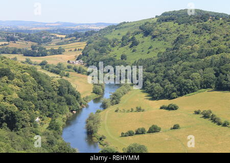 Fluss Wye und Coppet, Hügel, von Symonds Yat Rock, Herefordshire, England, Großbritannien Stockfoto