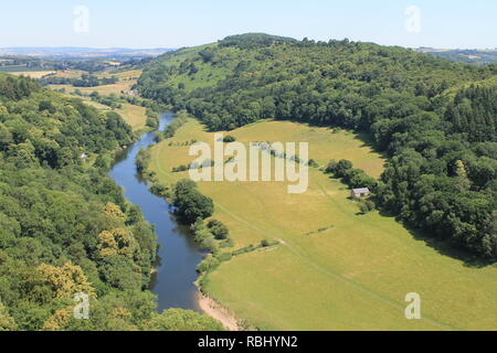 Fluss Wye und Coppet, Hügel, von Symonds Yat Rock, Herefordshire, England, Großbritannien Stockfoto