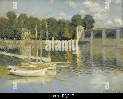 Le Pont d'Argenteuil Die Brücke von Argenteuil. Datum/Zeitraum: 1874. Malerei. Öl auf Leinwand. Höhe: 600 mm (23,62 in); Breite: 800 mm (31,49 in). Autor: CLAUDE MONET. MONET, Claude. Stockfoto