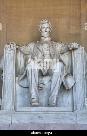 Statue von Abraham Lincoln, Lincoln Memorial, Washington D.C., USA Stockfoto