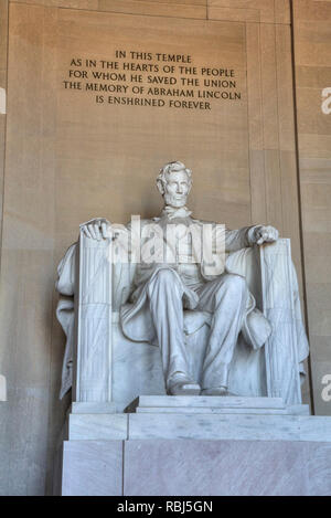 Statue von Abraham Lincoln, Lincoln Memorial, Washington D.C., USA Stockfoto