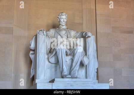 Statue von Abraham Lincoln, Lincoln Memorial, Washington D.C., USA Stockfoto