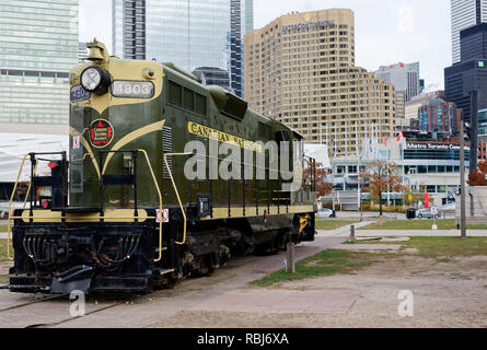 Kanadische Nationale GP 7 High-Nose Lokomotive an der Toronto Railway Museum, Nummer 4203 Stockfoto